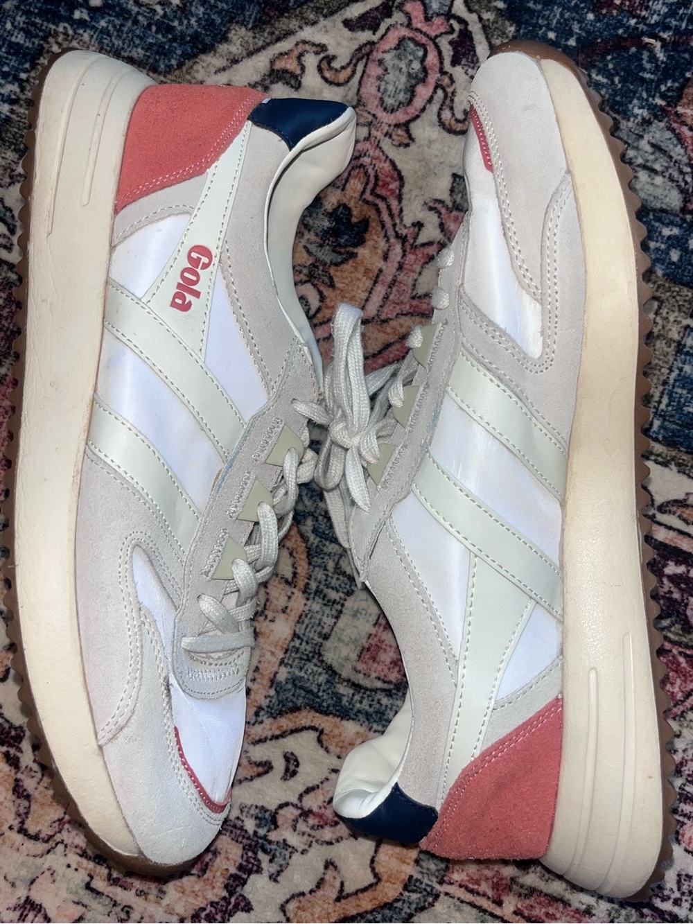 Gola Chicago Off-White Rust Navy Sneakers Trainers